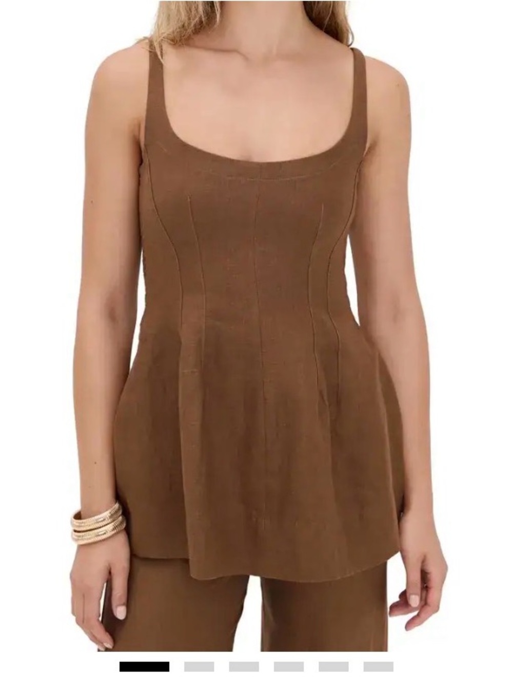 Faithfull the Brand Brown Sleeveless Scoop Neck Peplum Top